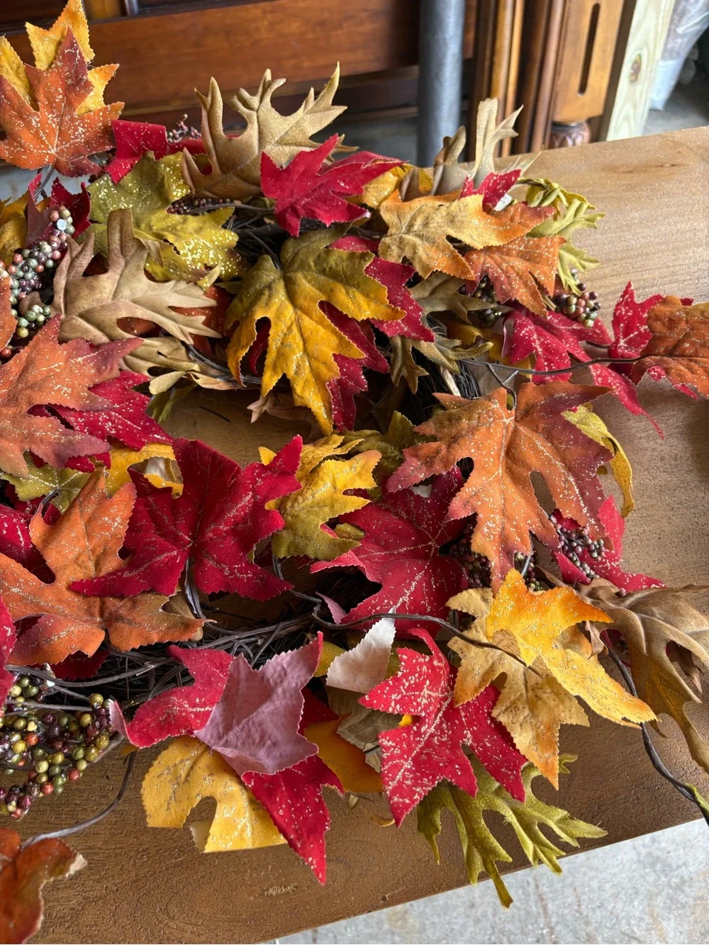 Pier 1 Red, Orange & Yellow Autumn Maple Leaf Wreath